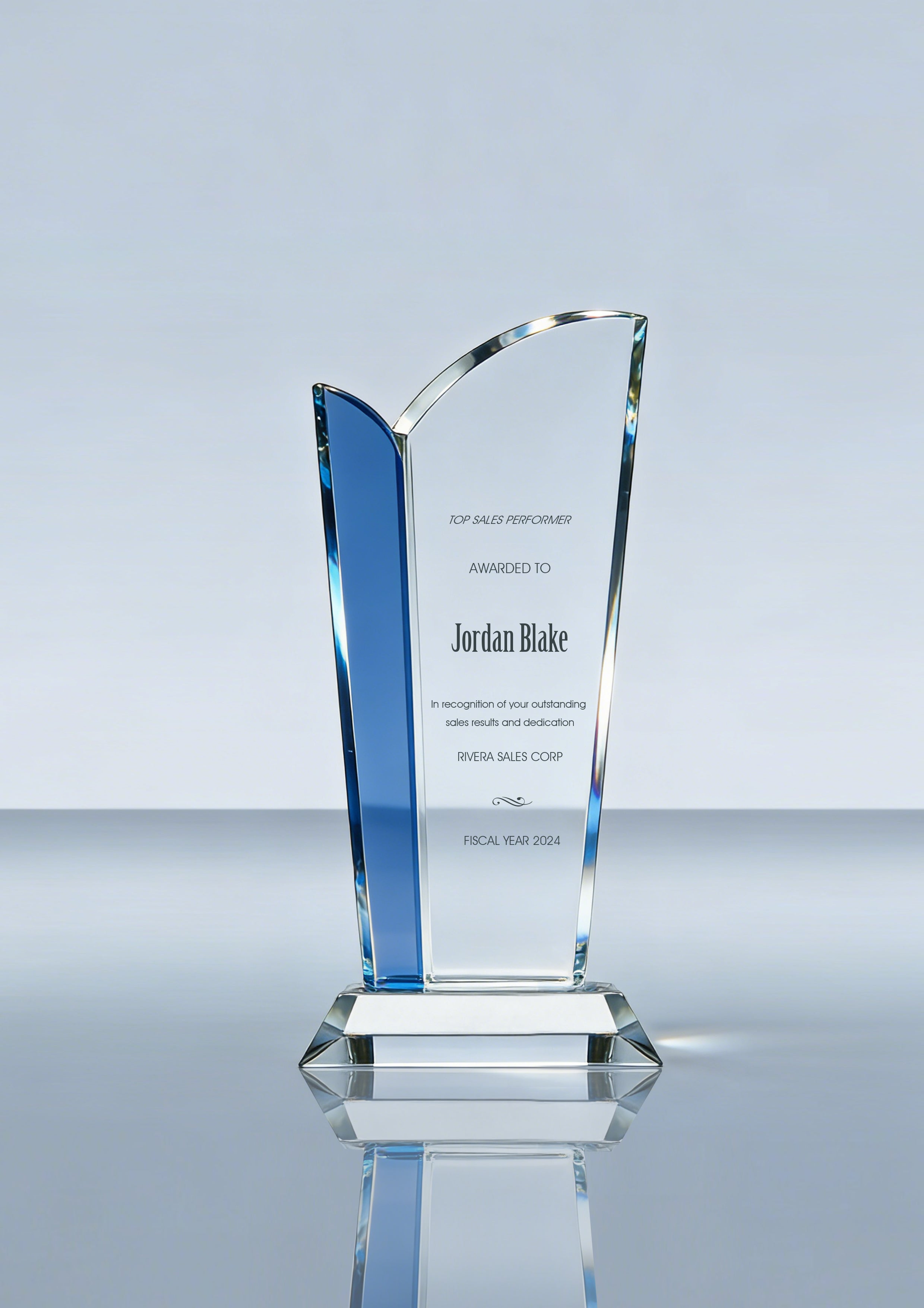 2D Etched Edge Crystal Trophy Award