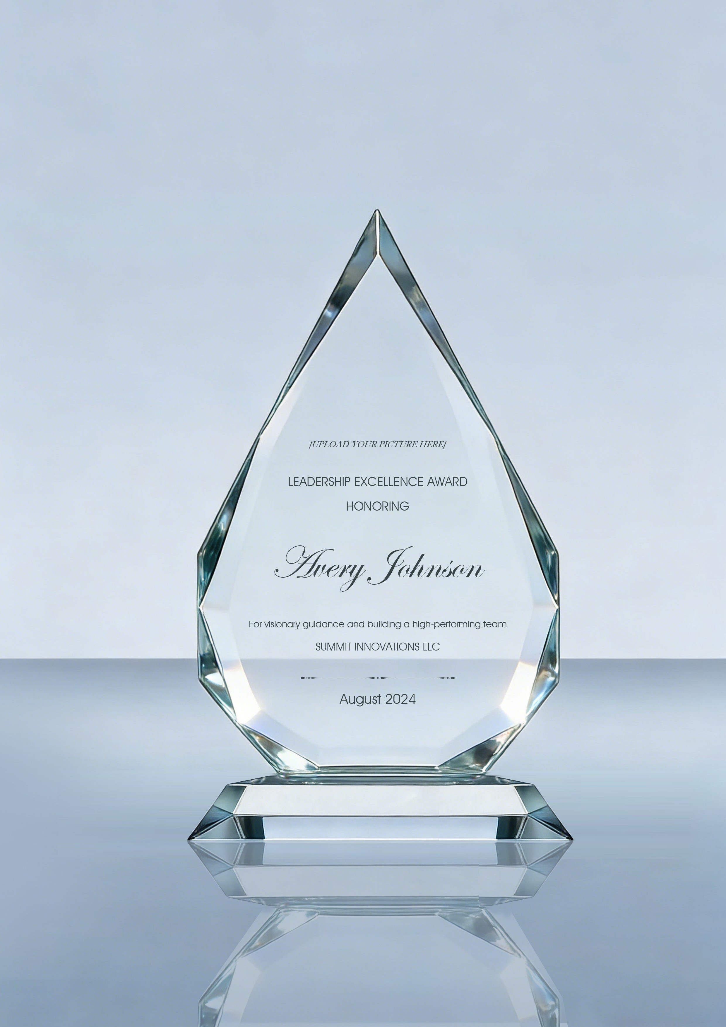 2D Etched Flame Crystal Trophy Award