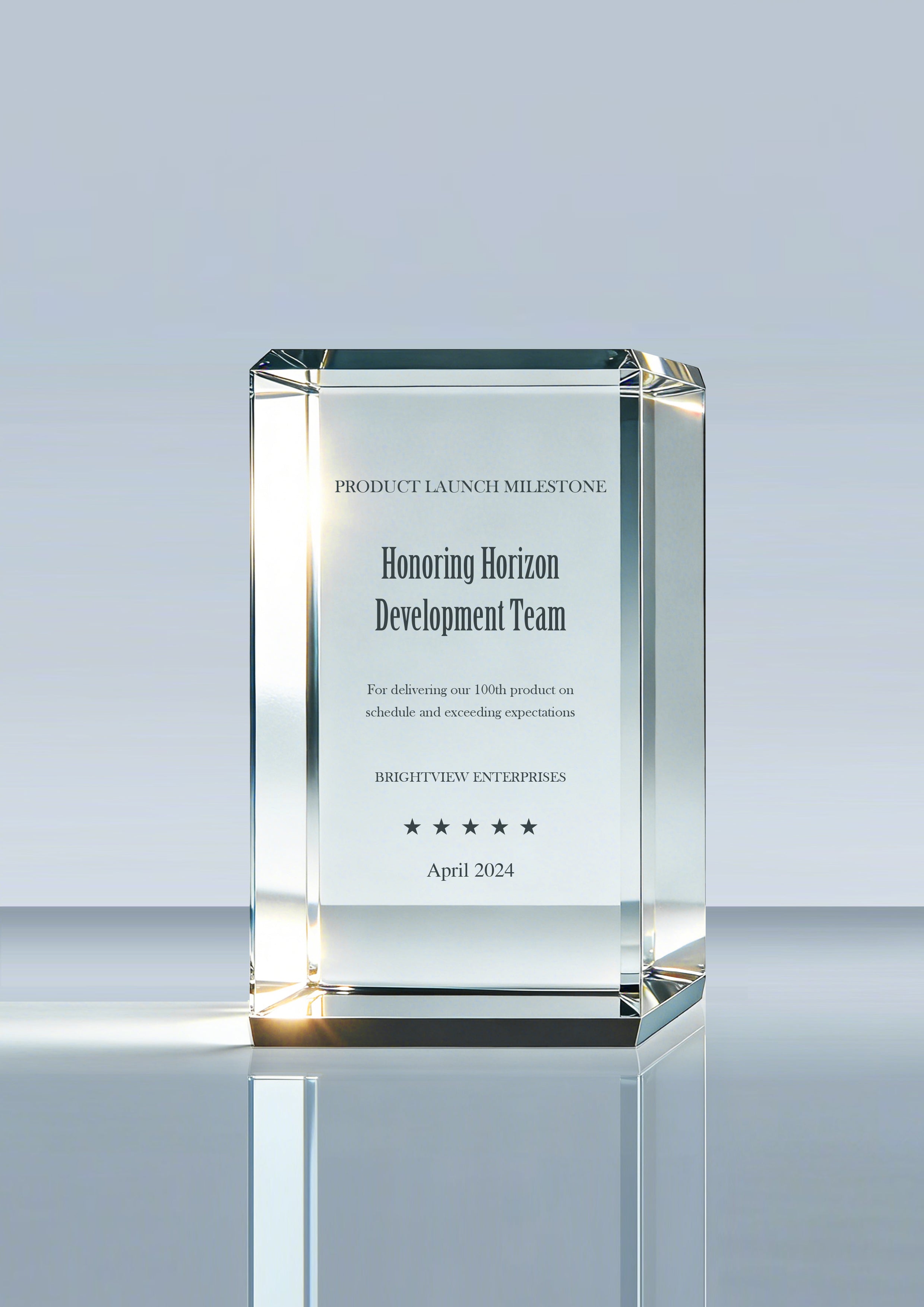 3D Etched Block Crystal Trophy Award